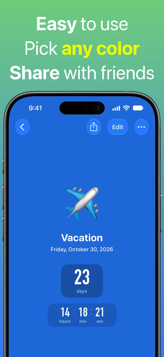 A vacation countdown on a blue background: 23 days, 14 hours, 18 minutes and 21 seconds until Friday, October 30.